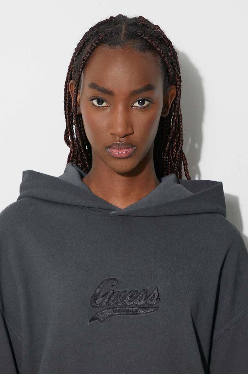 Guess Originals Pulover Icon Logo Hoodie črna barva s kapuco - Pepit.si