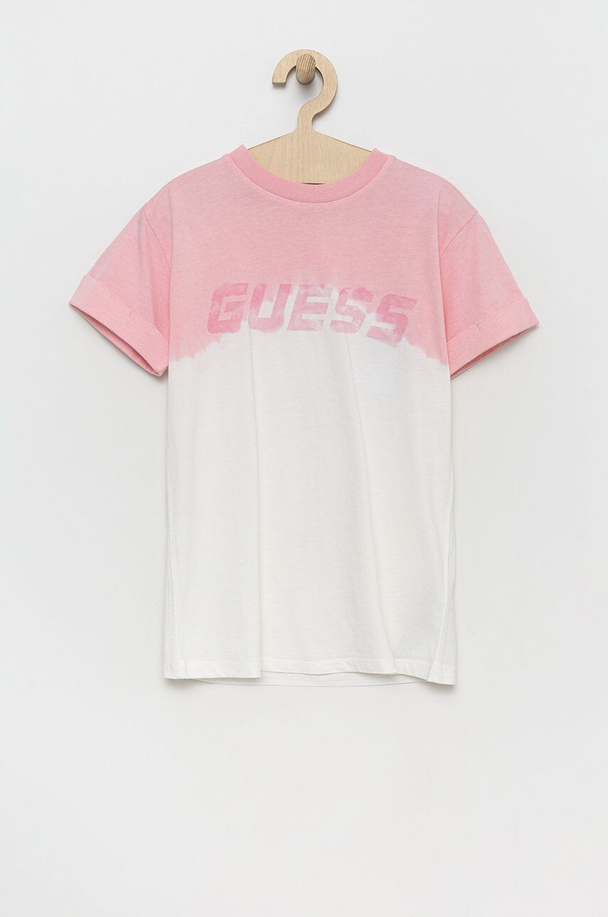 Guess Otroški bombažen t-shirt roza barva - Pepit.si