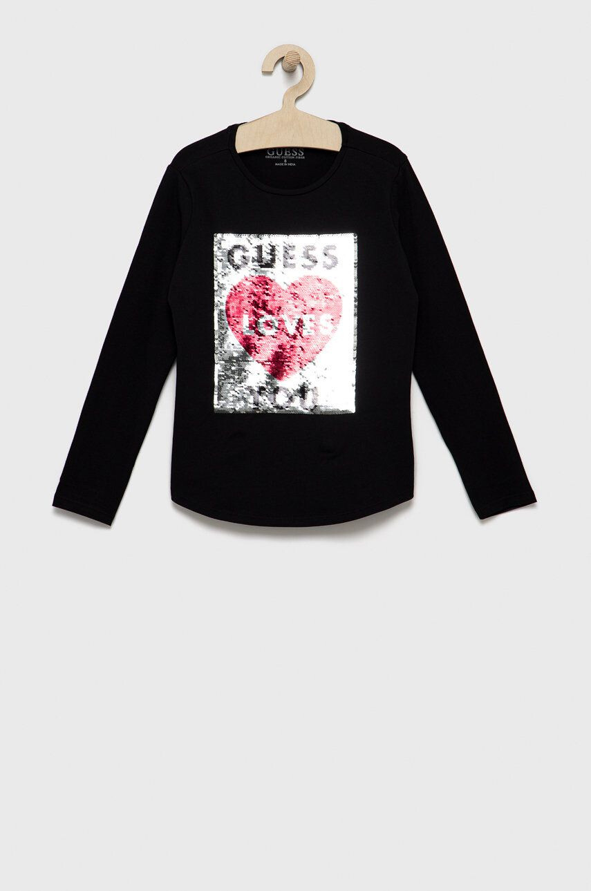 Guess Otroški longsleeve črna barva - Pepit.si