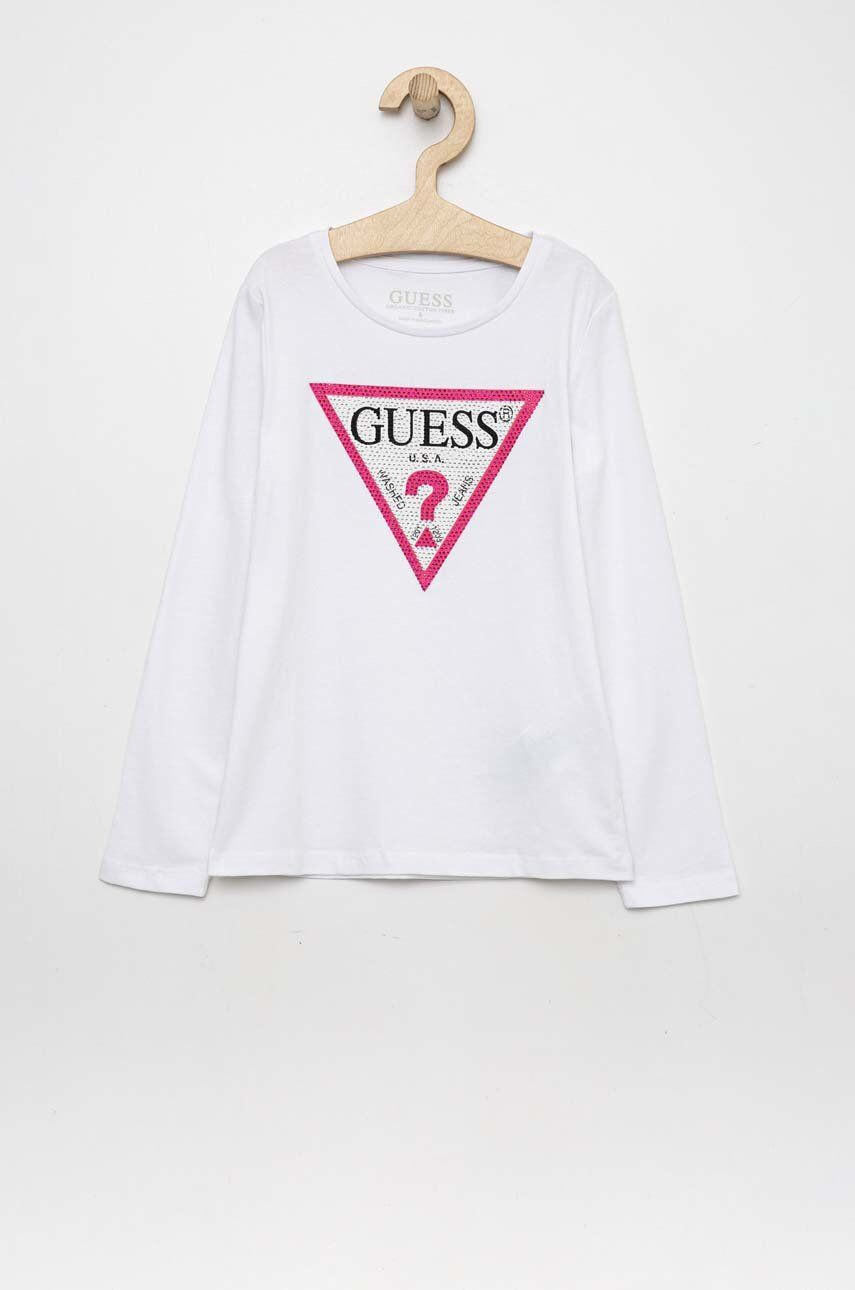 Guess Otroški longsleeve bela barva - Pepit.si