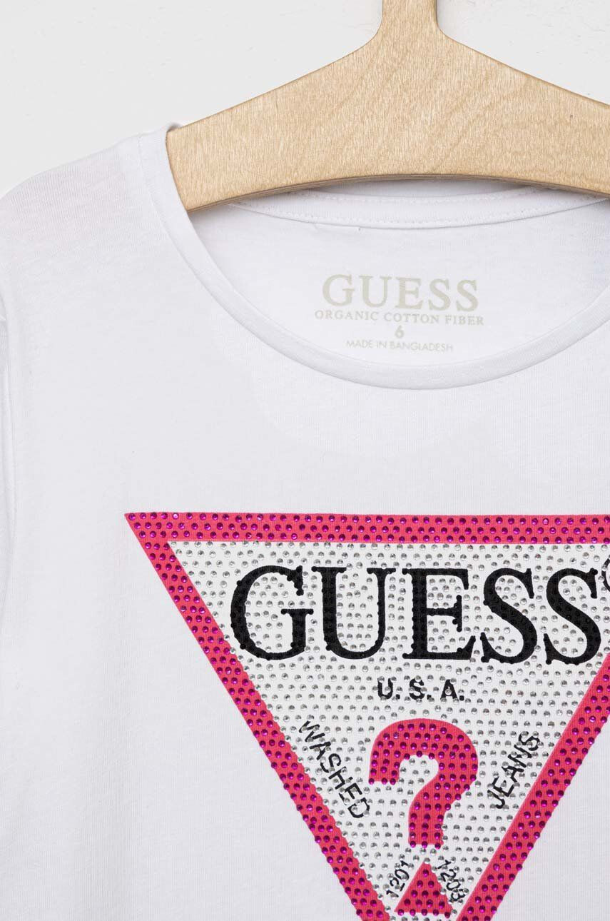 Guess Otroški longsleeve bela barva - Pepit.si