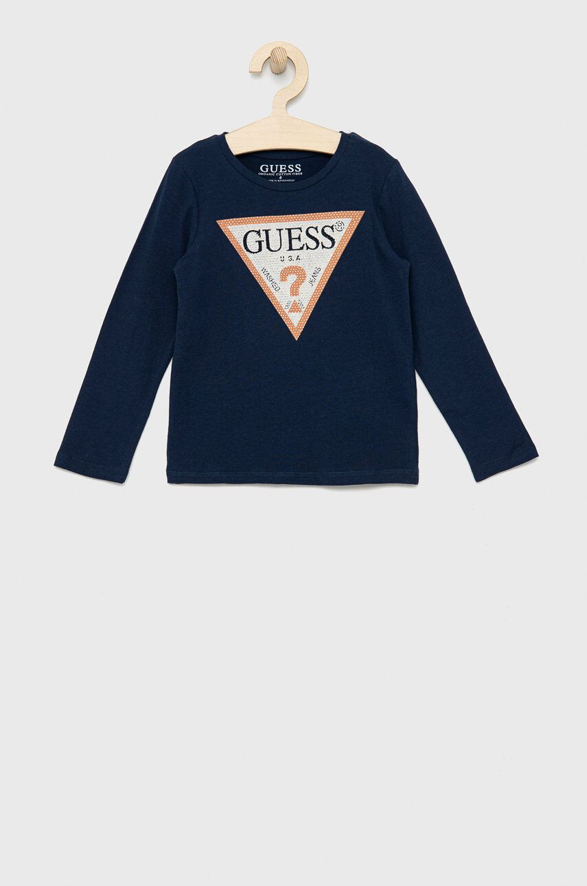 Guess Otroški longsleeve mornarsko modra barva - Pepit.si