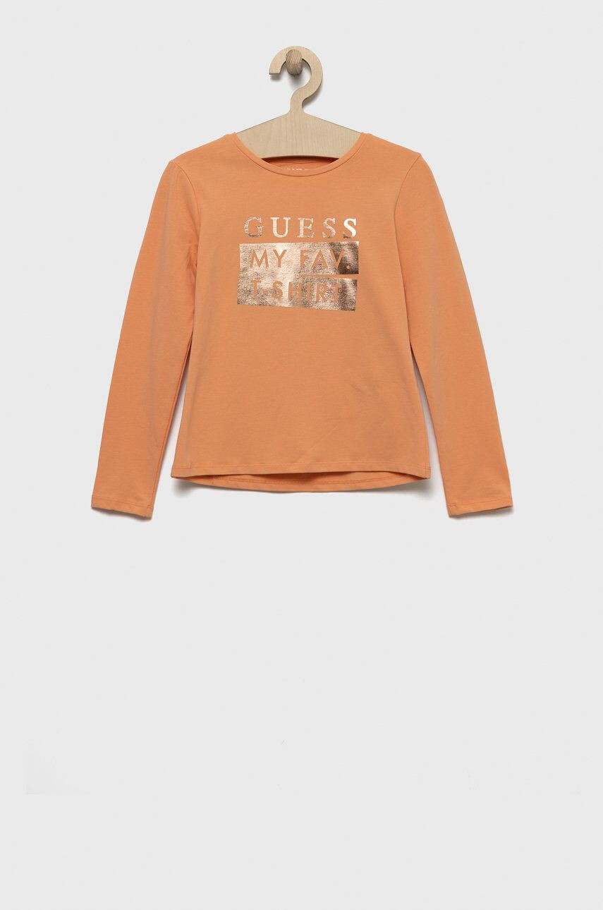 Guess Otroški longsleeve oranžna barva - Pepit.si