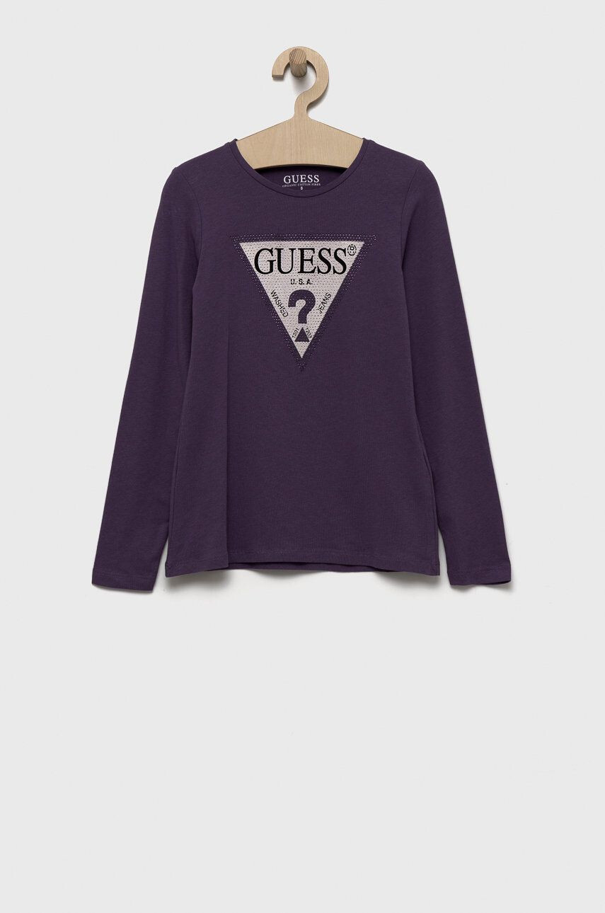 Guess Otroški longsleeve vijolična barva - Pepit.si