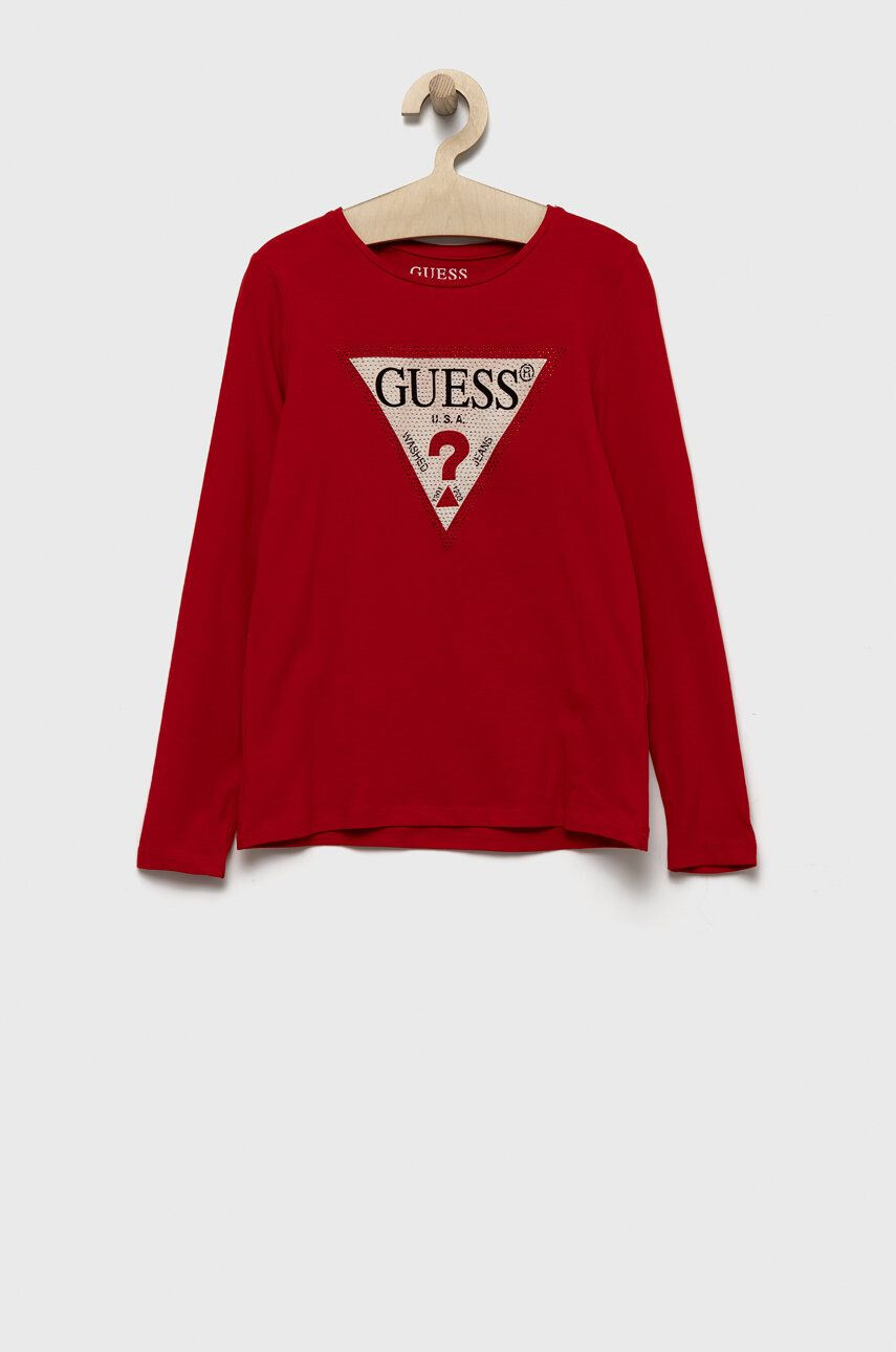 Guess Otroški longsleeve rdeča barva - Pepit.si