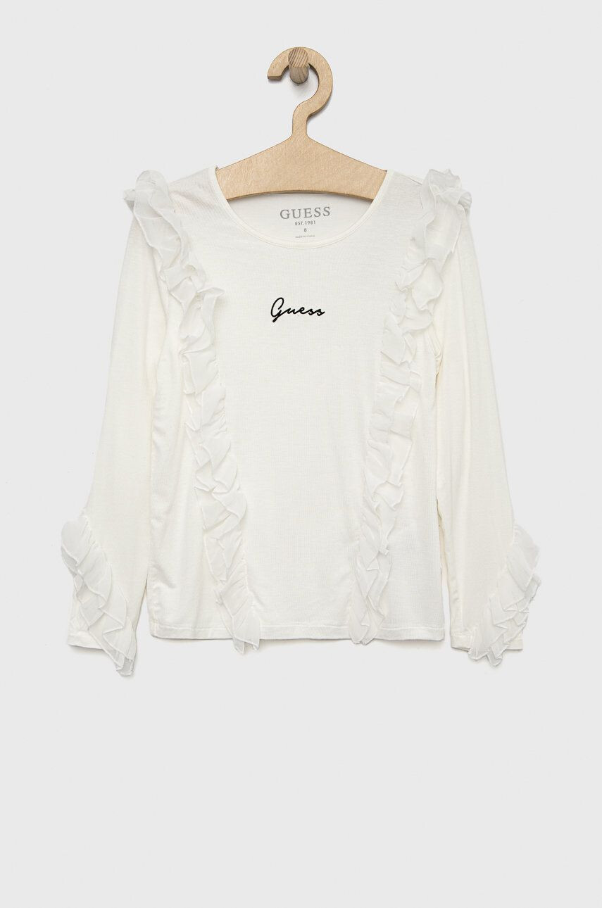 Guess Otroški longsleeve bela barva - Pepit.si