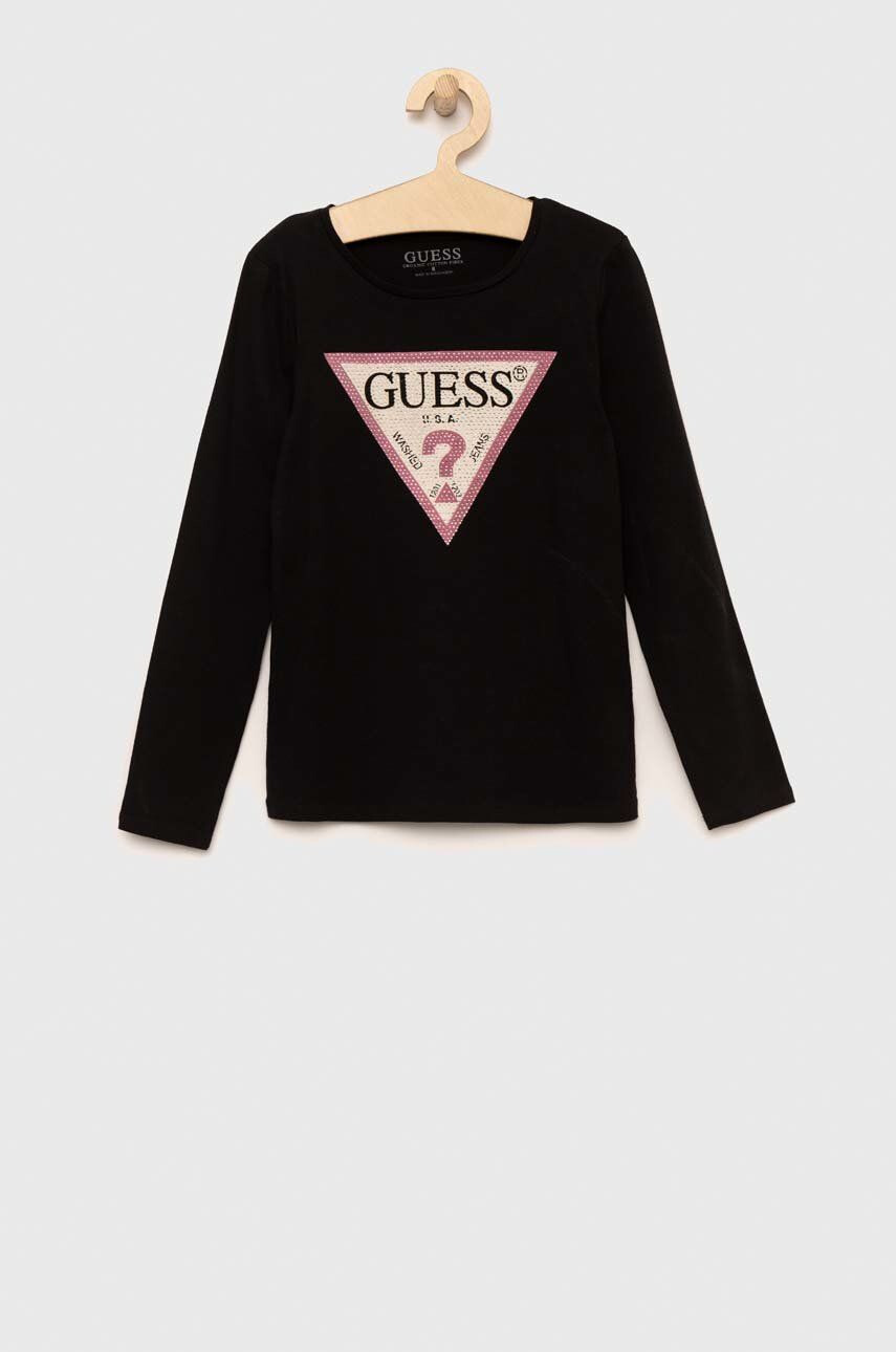 Guess Otroški longsleeve črna barva - Pepit.si