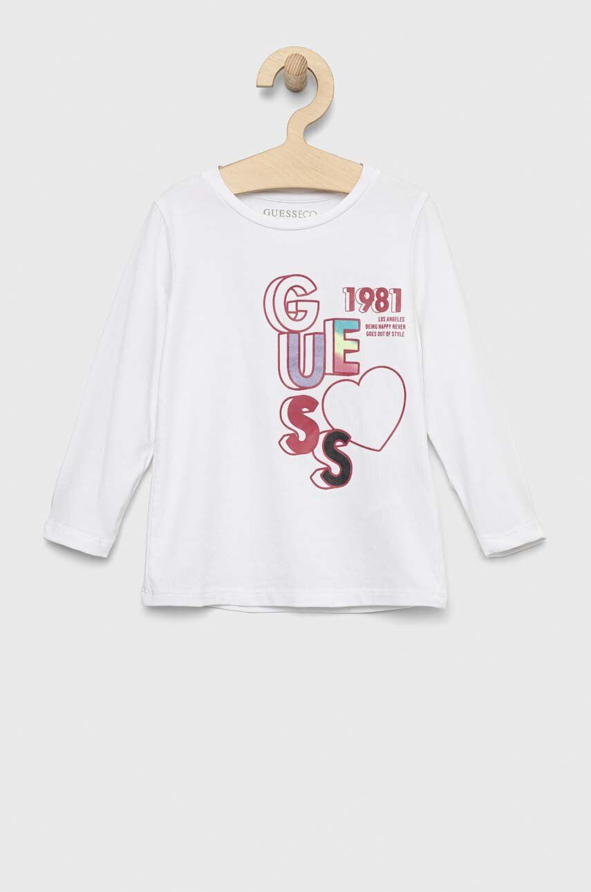 Guess Otroški longsleeve bela barva - Pepit.si