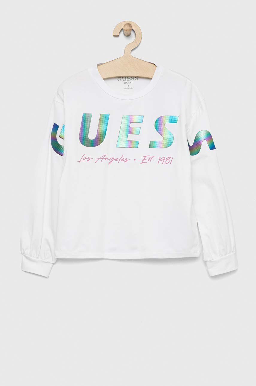 Guess Otroški longsleeve bela barva - Pepit.si