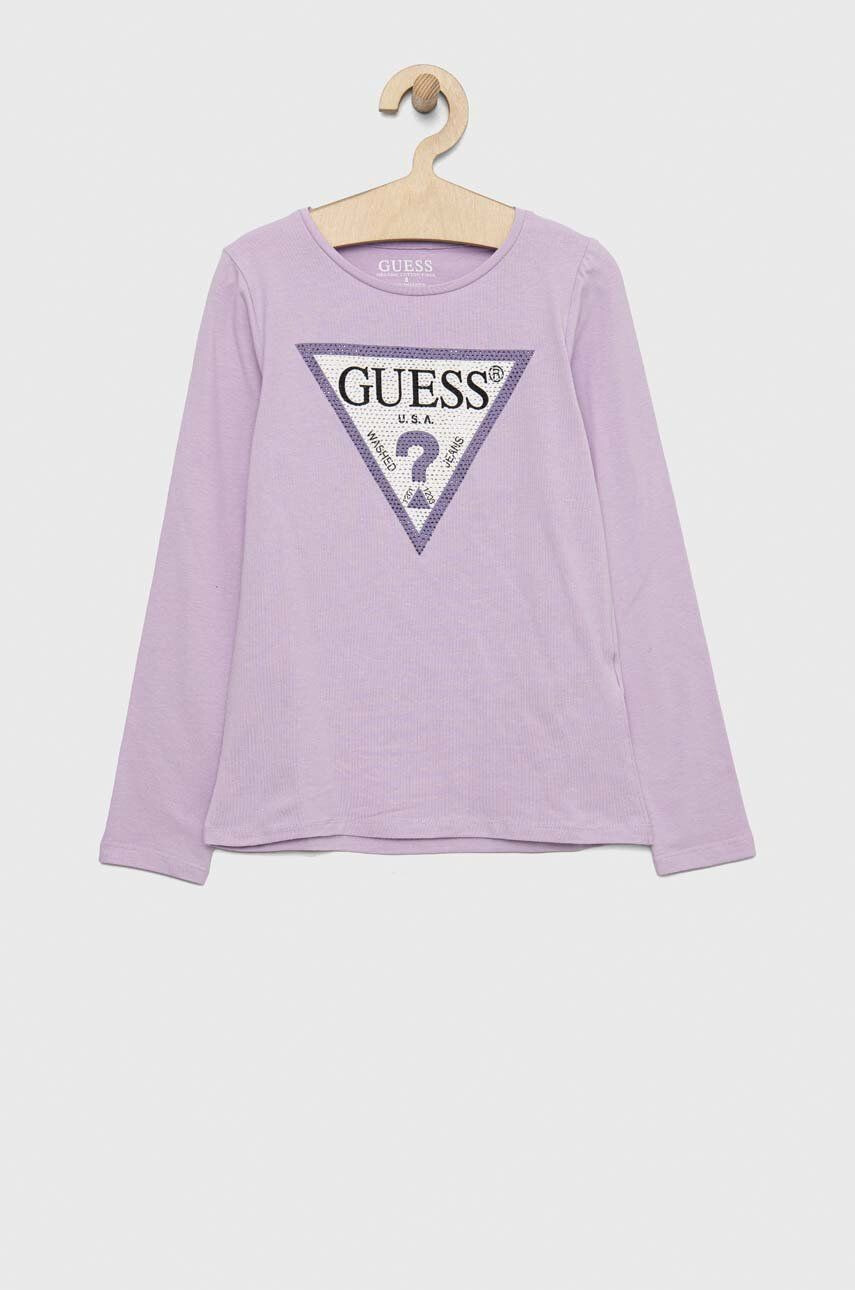 Guess Otroški longsleeve vijolična barva - Pepit.si