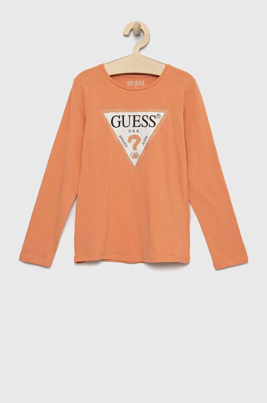 Guess Otroški longsleeve oranžna barva - Pepit.si