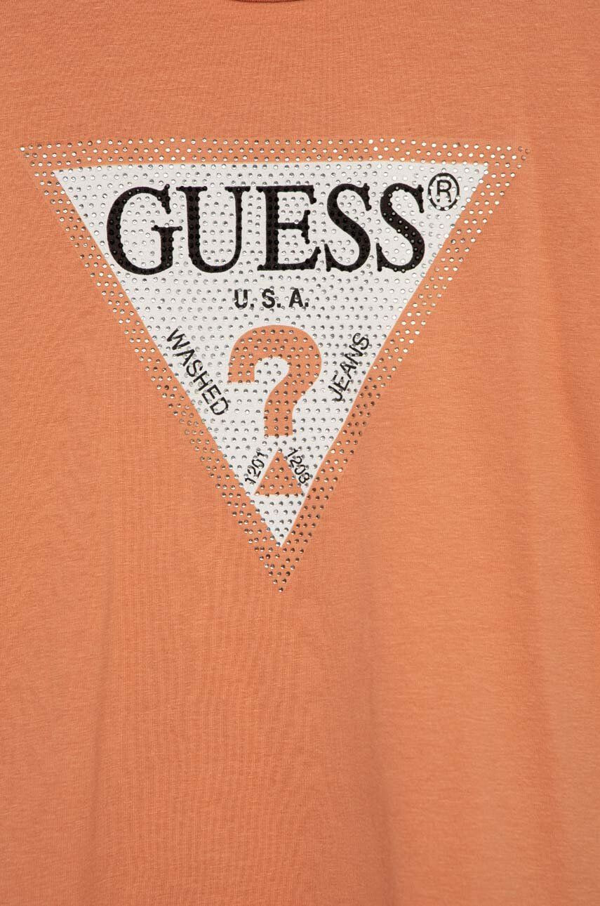 Guess Otroški longsleeve oranžna barva - Pepit.si