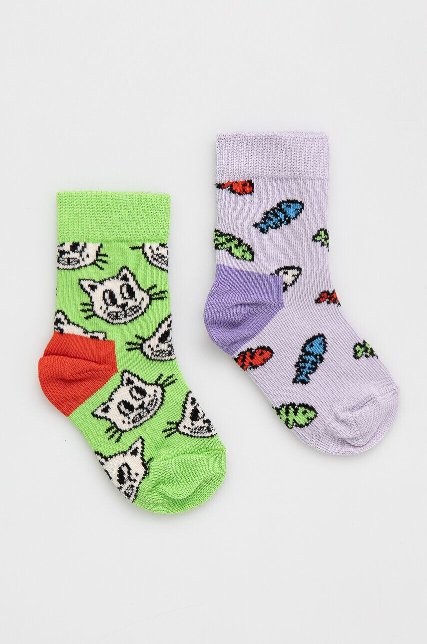 Happy Socks Otroške nogavice Kids Cat and Fish 2-pack - Pepit.si