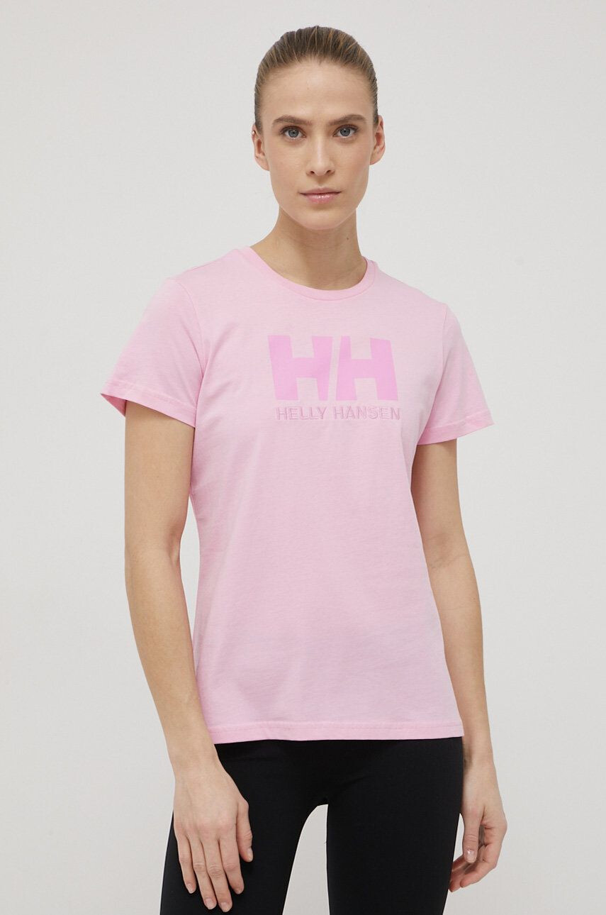 Helly Hansen Bombažen t-shirt roza barva - Pepit.si