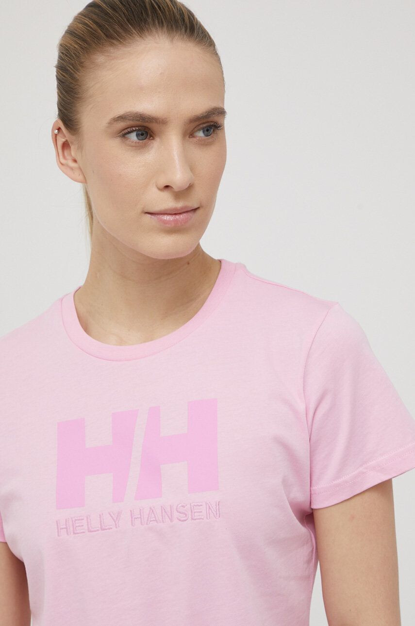 Helly Hansen Bombažen t-shirt roza barva - Pepit.si