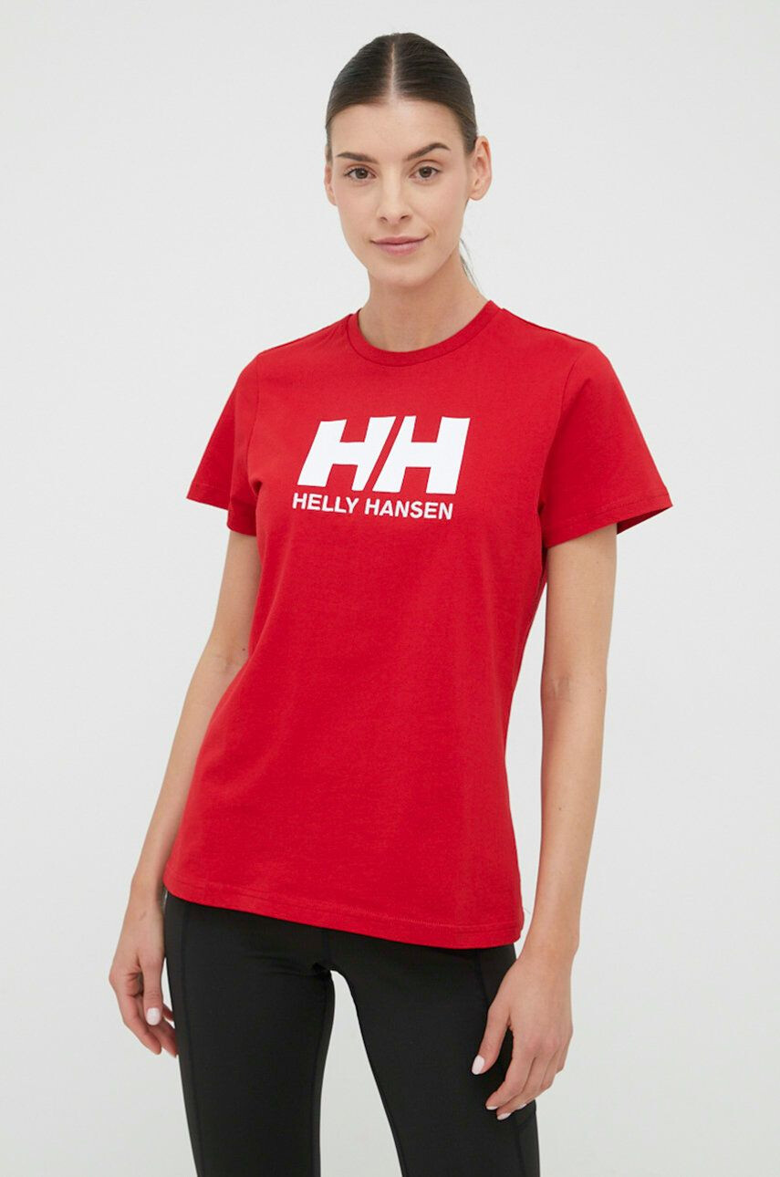 Helly Hansen Bombažen t-shirt rdeča barva - Pepit.si