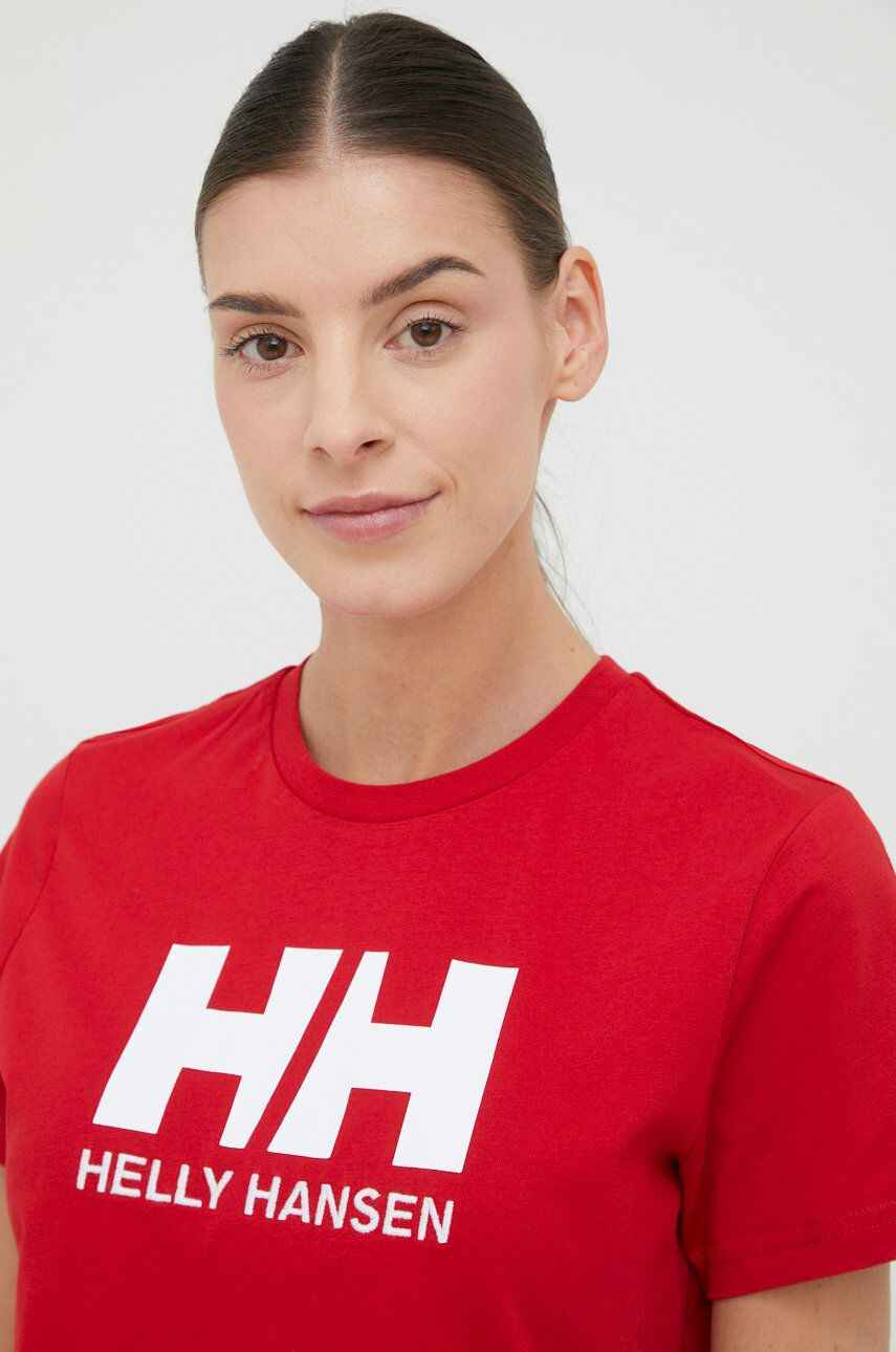 Helly Hansen Bombažen t-shirt rdeča barva - Pepit.si