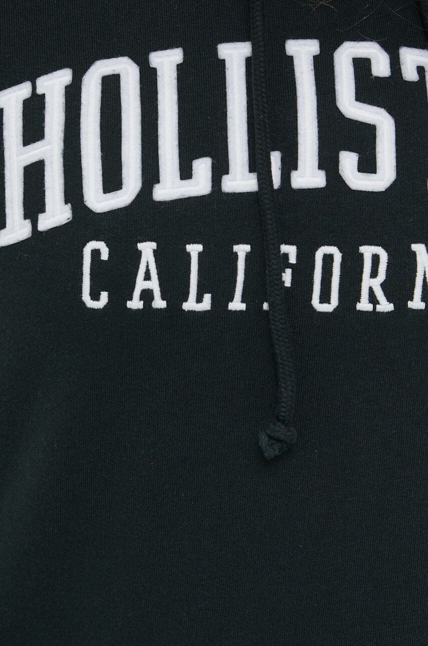 Hollister Co. Bluza ženska črna barva s kapuco - Pepit.si