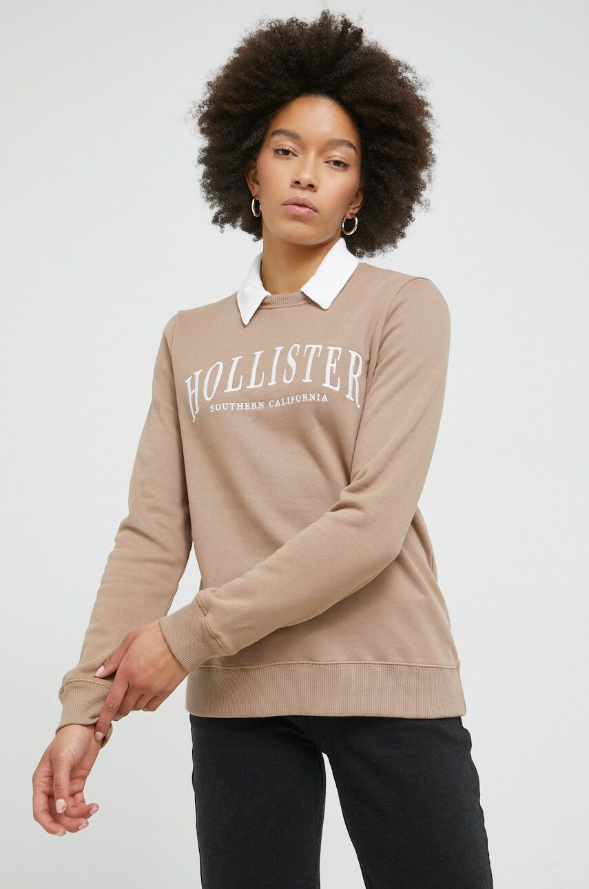 Hollister Co. Bluza ženska bež barva - Pepit.si