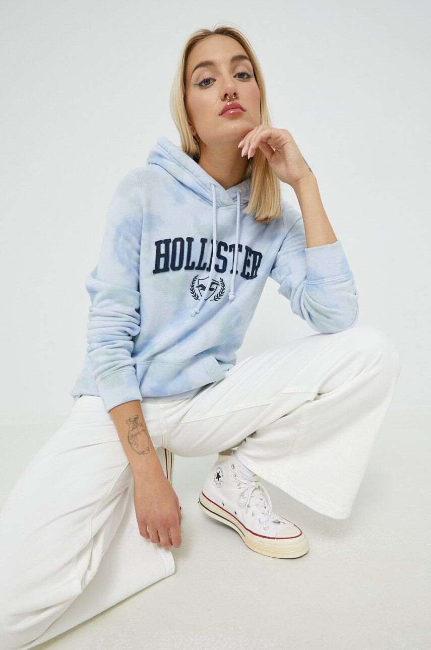 Hollister Co. Bluza ženska vijolična barva s kapuco - Pepit.si