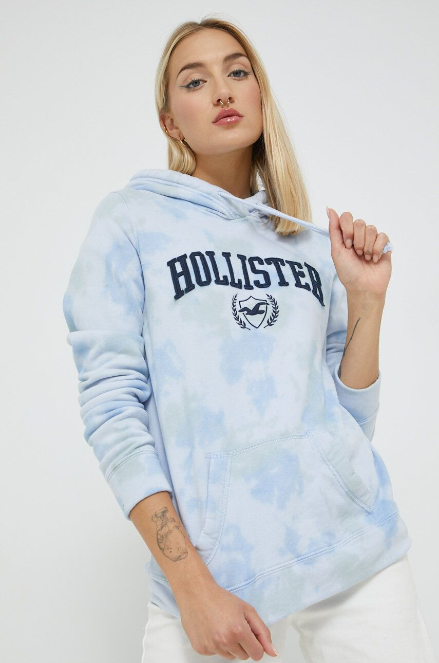 Hollister Co. Bluza ženska vijolična barva s kapuco - Pepit.si