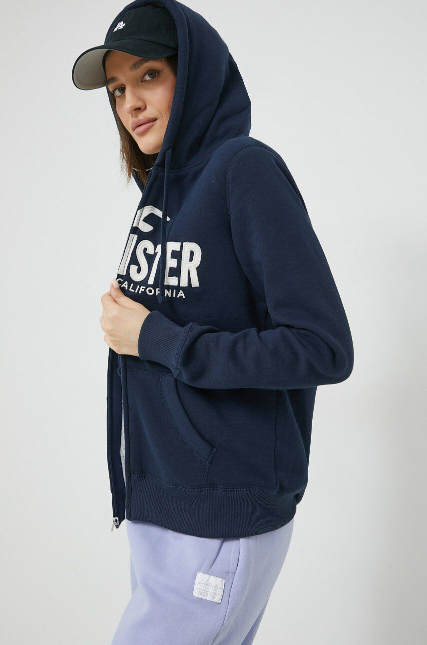 Hollister Co. Bluza ženska mornarsko modra barva s kapuco - Pepit.si