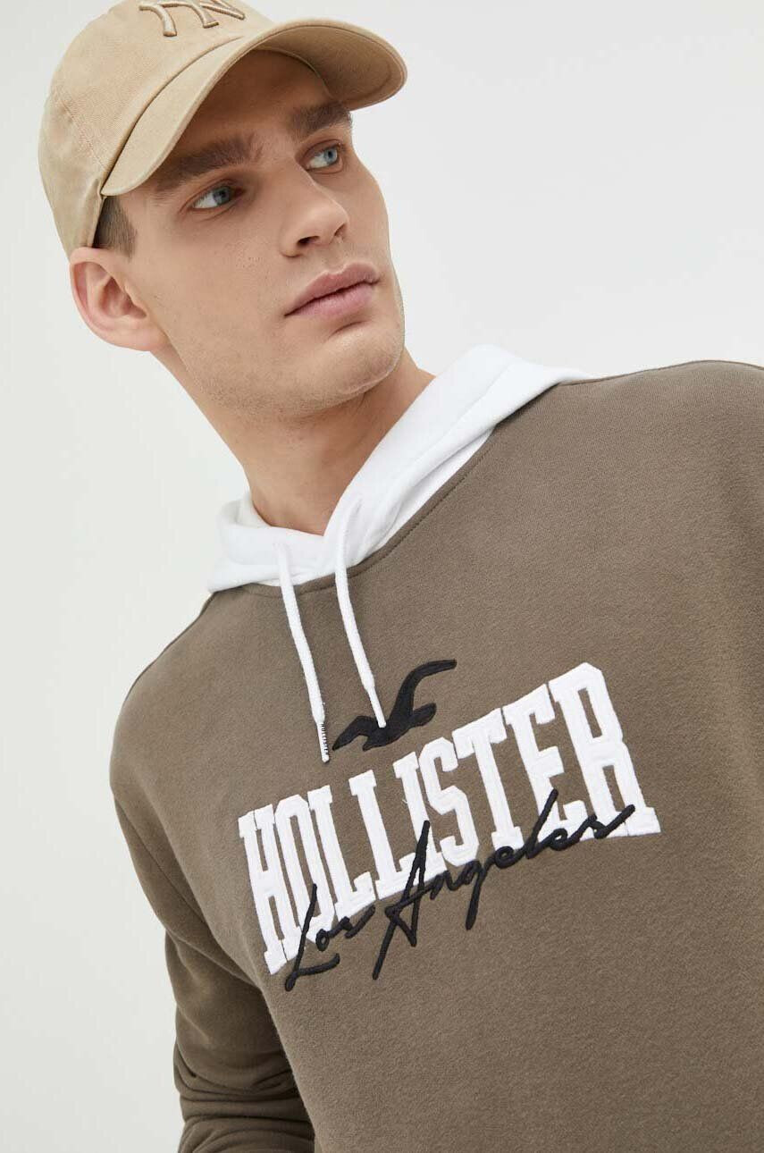 Hollister Co. Bluza moška rjava barva s kapuco - Pepit.si