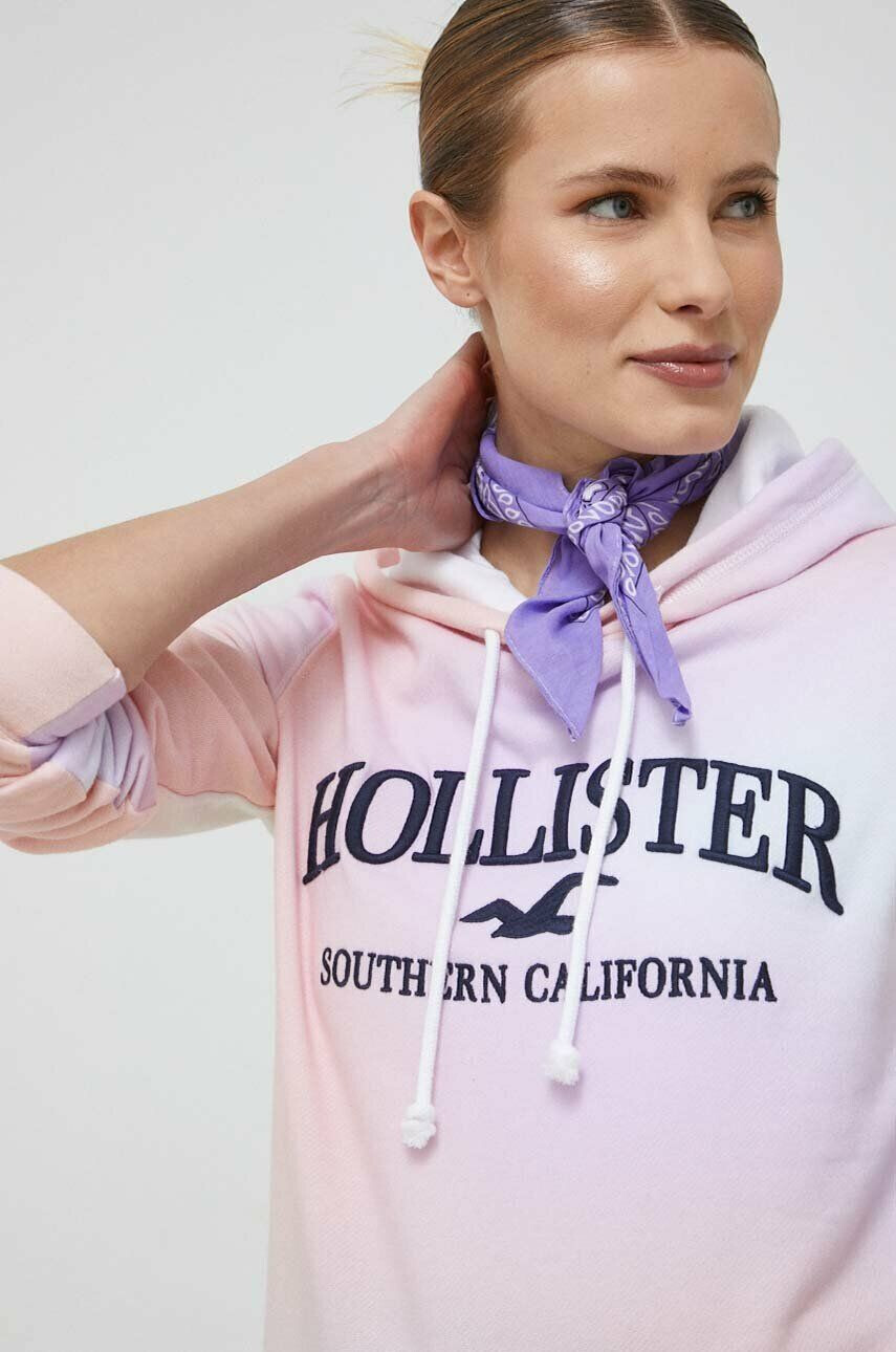 Hollister Co. Bluza ženska roza barva s kapuco - Pepit.si