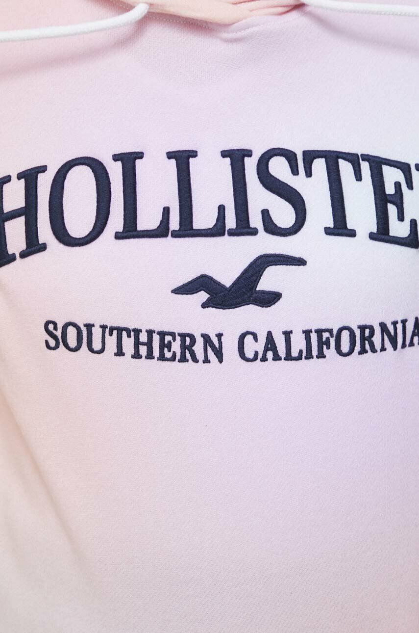 Hollister Co. Bluza ženska roza barva s kapuco - Pepit.si