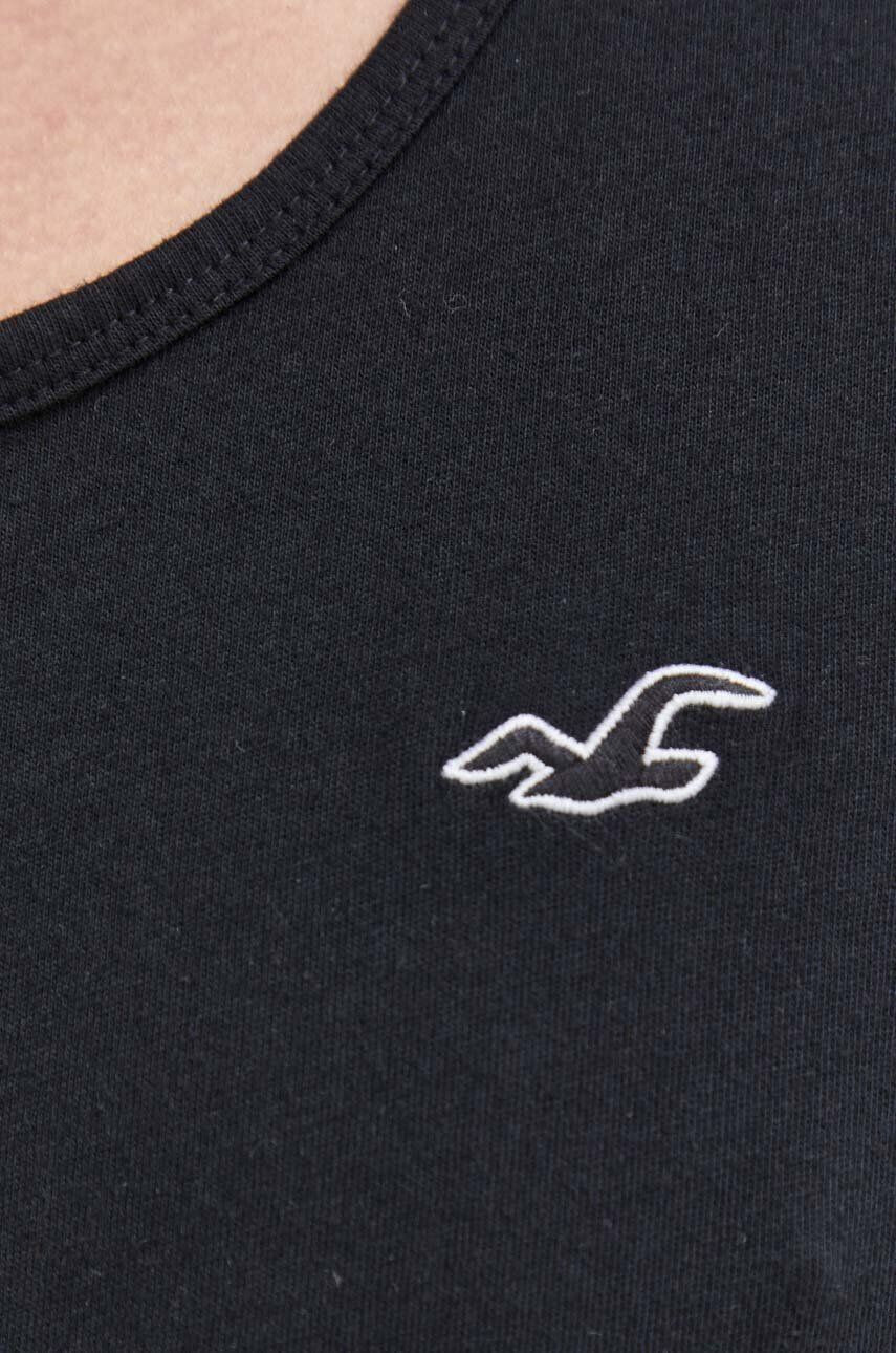 Hollister Co. Bombažna kratka majica črna barva - Pepit.si