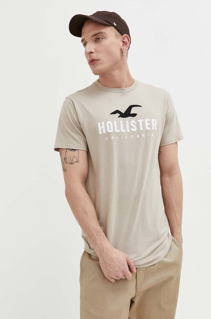 Hollister Co. Bombažna kratka majica bela barva - Pepit.si