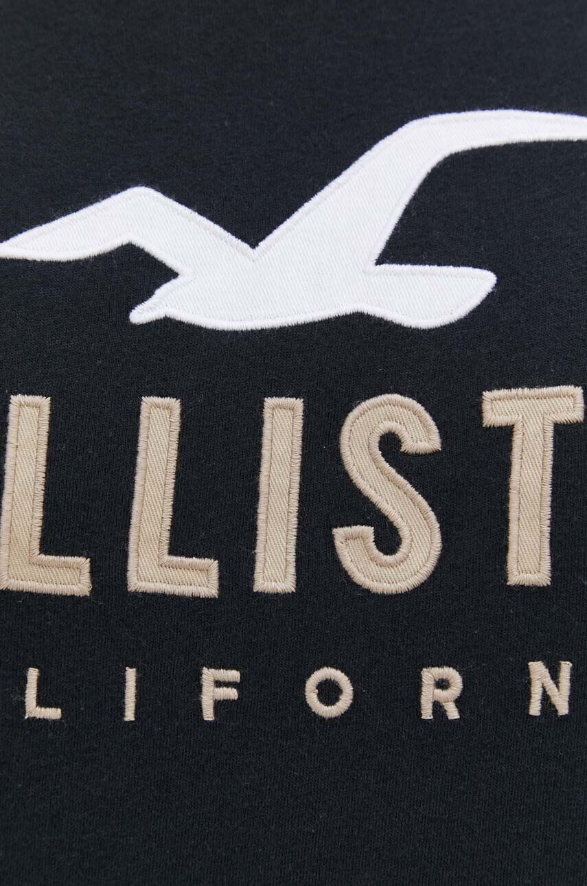 Hollister Co. Bombažna kratka majica črna barva - Pepit.si