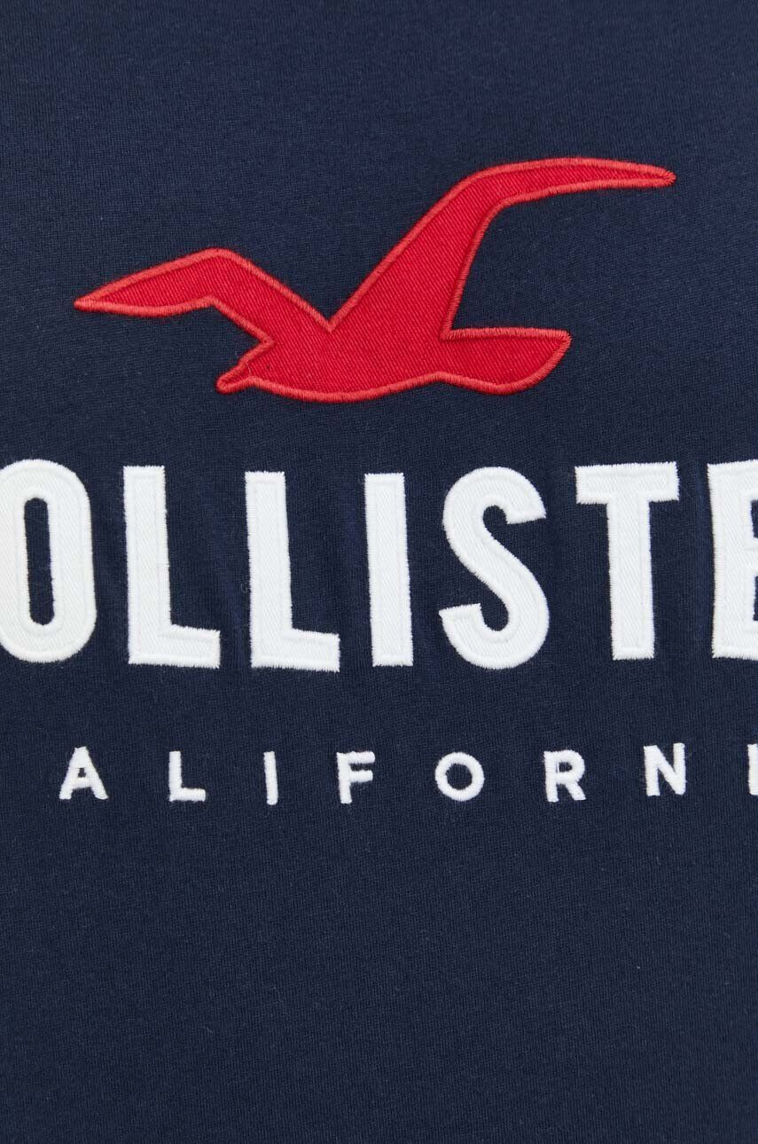 Hollister Co. Bombažna kratka majica mornarsko modra barva - Pepit.si