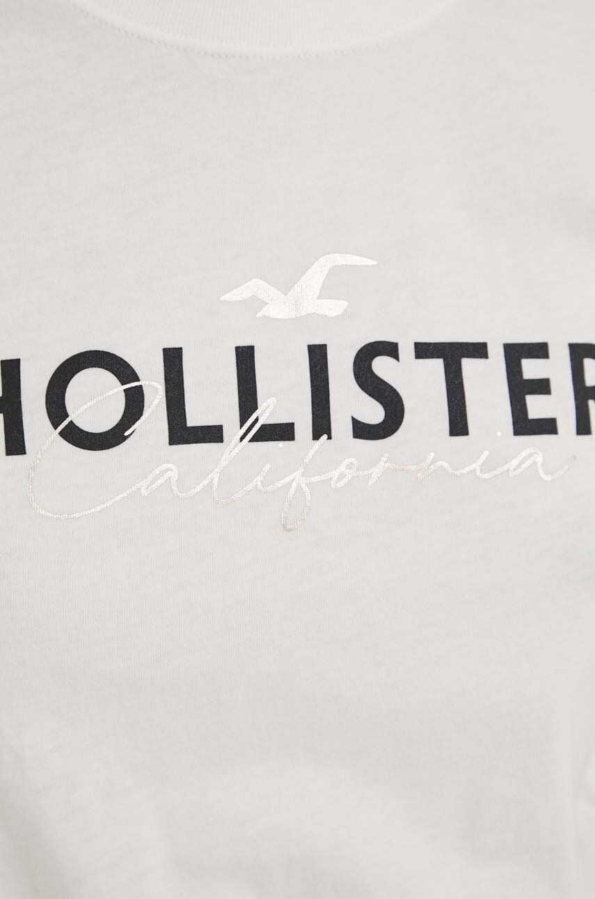 Hollister Co. Bombažna kratka majica bela barva - Pepit.si