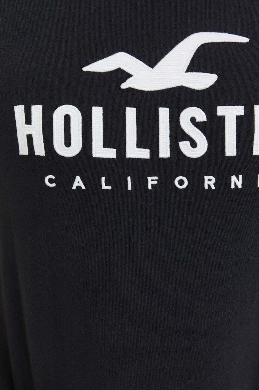 Hollister Co. Bombažna kratka majica črna barva - Pepit.si