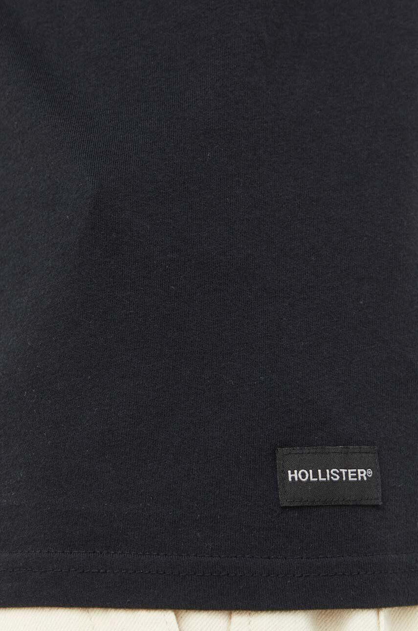 Hollister Co. Bombažna kratka majica črna barva - Pepit.si