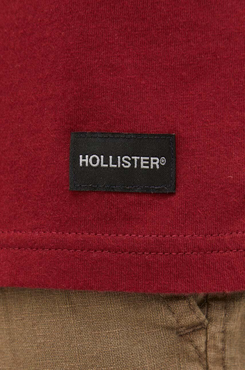 Hollister Co. Bombažna kratka majica bordo barva - Pepit.si