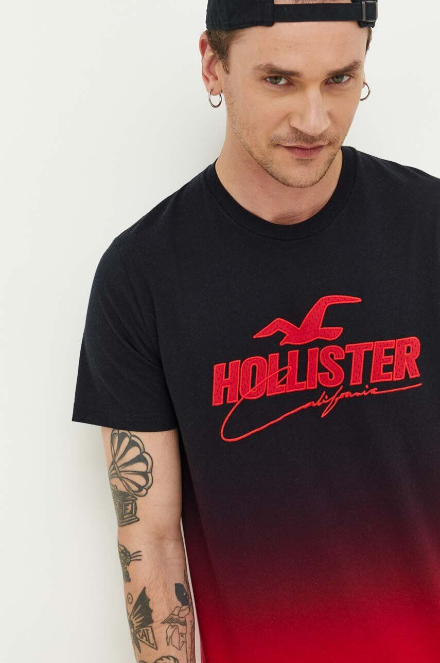 Hollister Co. Bombažna kratka majica črna barva - Pepit.si