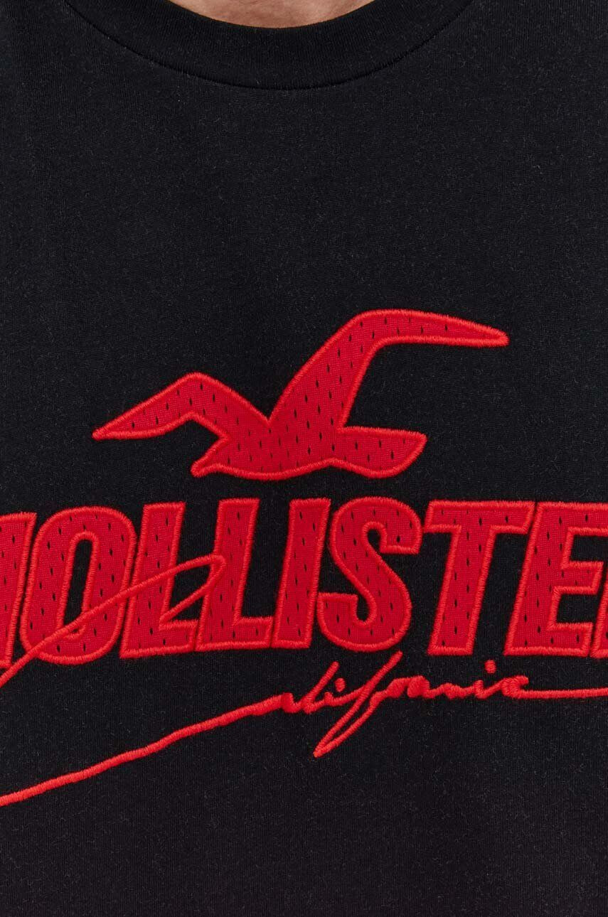 Hollister Co. Bombažna kratka majica črna barva - Pepit.si