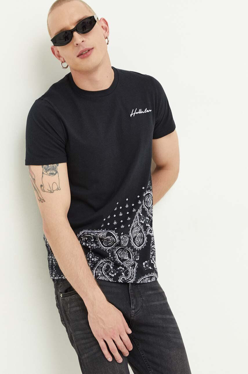 Hollister Co. Bombažna kratka majica črna barva - Pepit.si