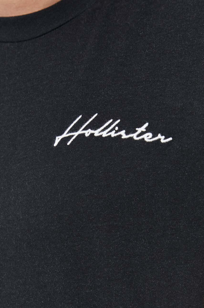 Hollister Co. Bombažna kratka majica črna barva - Pepit.si