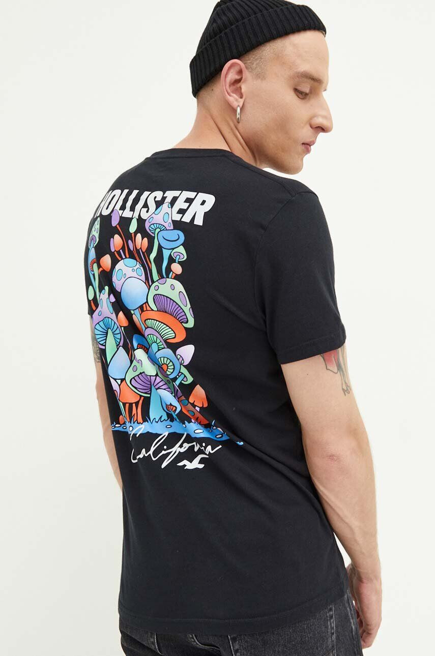 Hollister Co. Bombažna kratka majica črna barva - Pepit.si