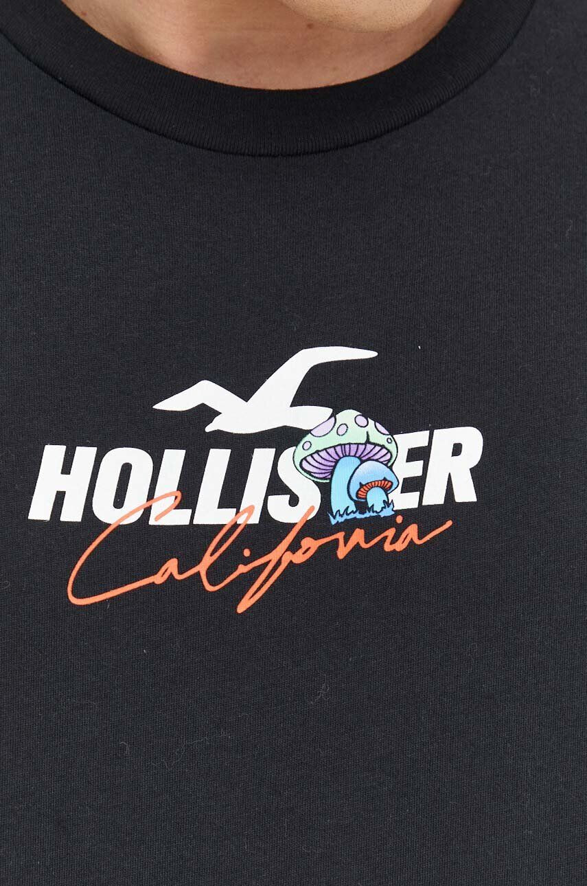 Hollister Co. Bombažna kratka majica črna barva - Pepit.si