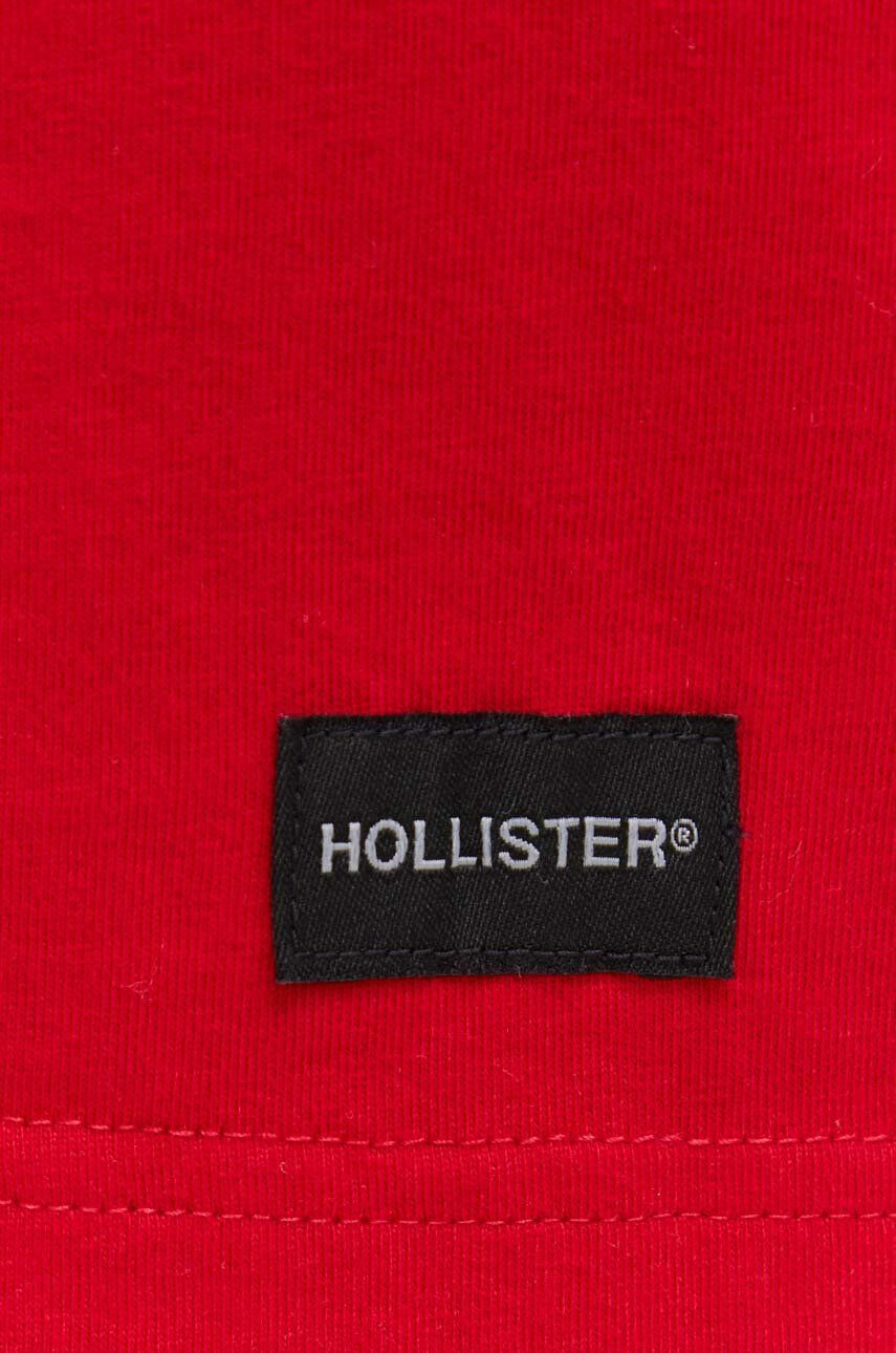 Hollister Co. Bombažna kratka majica rdeča barva - Pepit.si