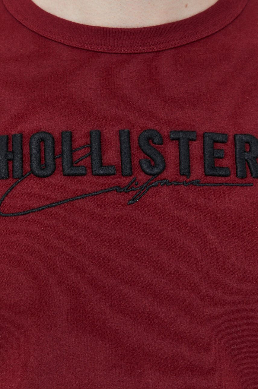 Hollister Co. Bombažna kratka majica bordo barva - Pepit.si