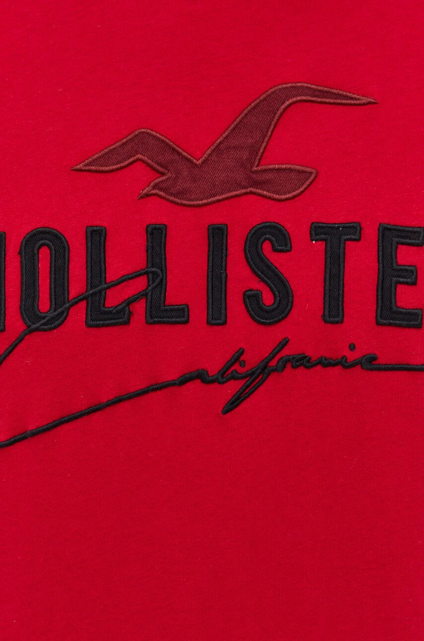 Hollister Co. Bombažna kratka majica rdeča barva - Pepit.si