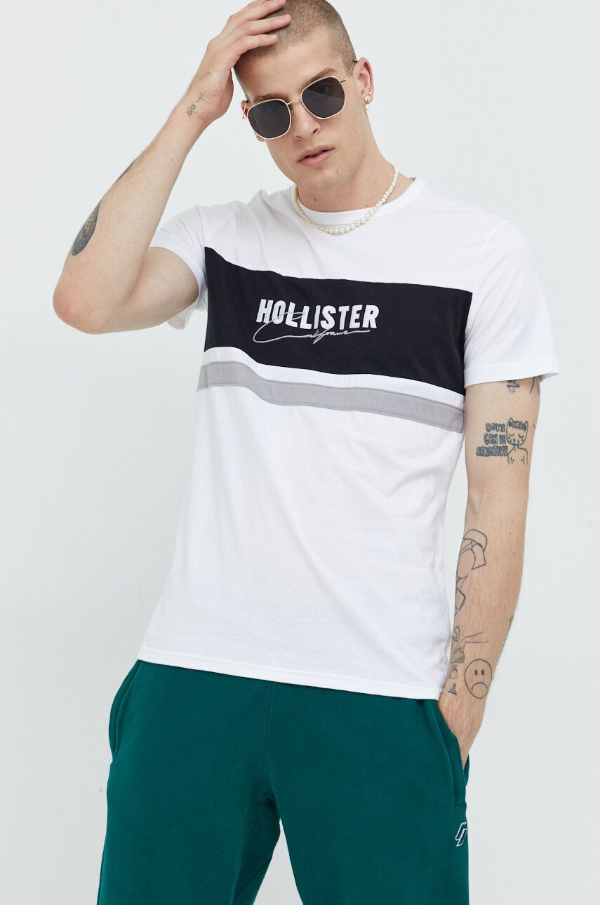 Hollister Co. Bombažna kratka majica črna barva - Pepit.si