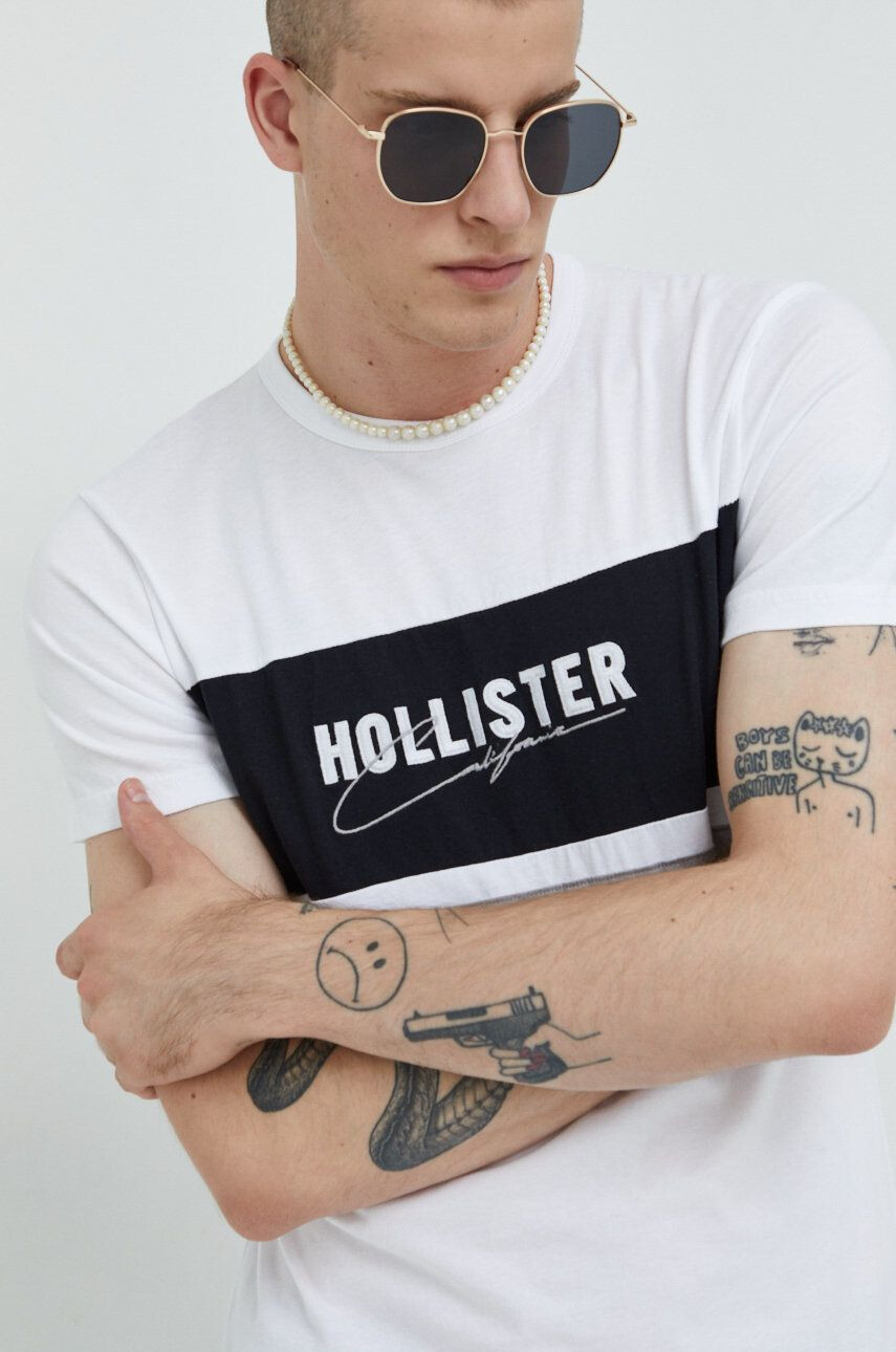 Hollister Co. Bombažna kratka majica črna barva - Pepit.si