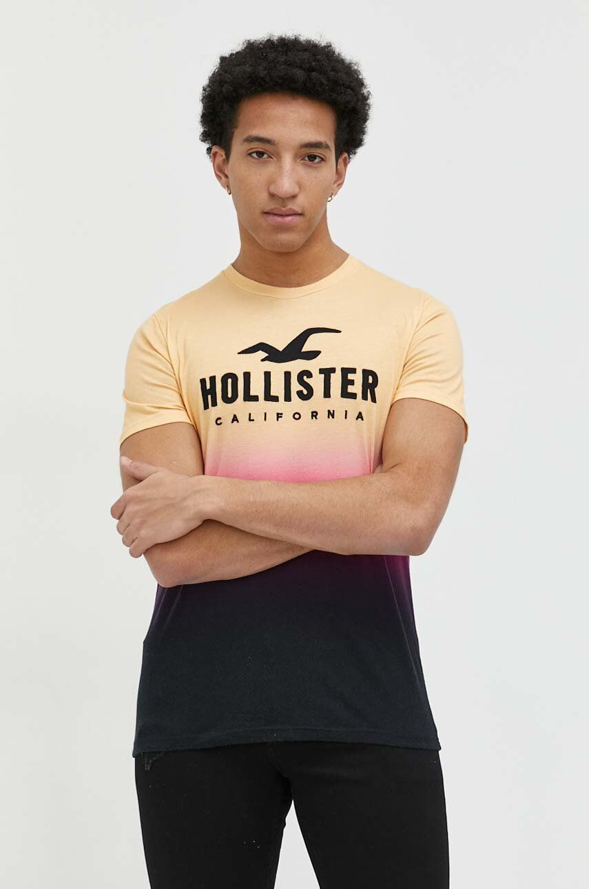 Hollister Co. Bombažna kratka majica rumena barva - Pepit.si