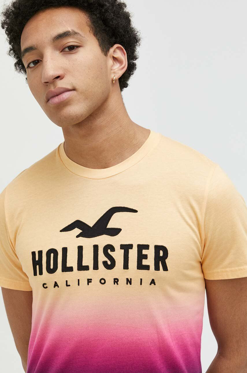 Hollister Co. Bombažna kratka majica rumena barva - Pepit.si